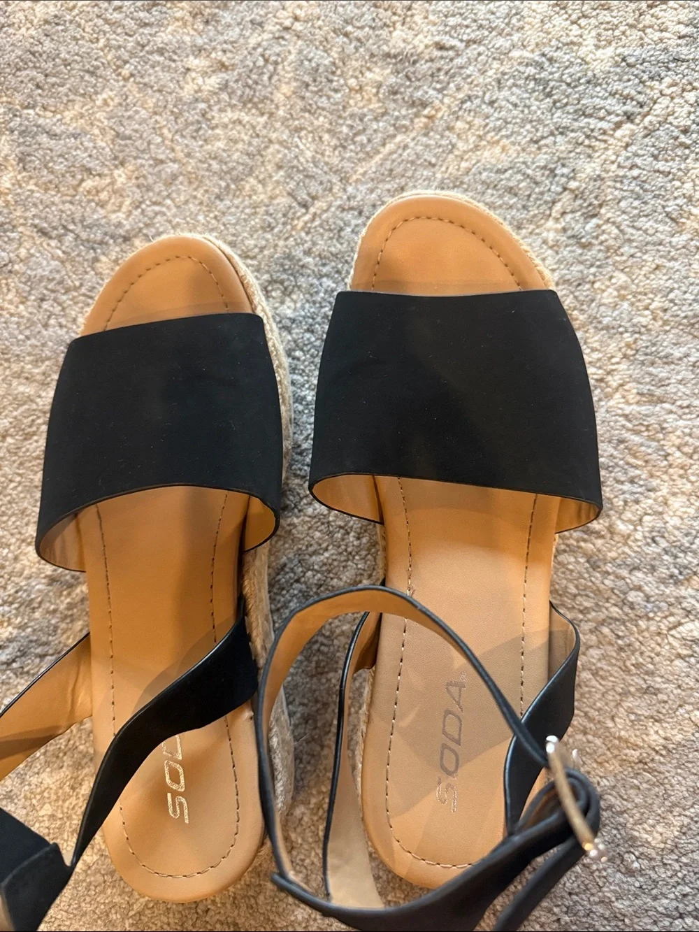 Soda Black Espadrille Platform Sandals